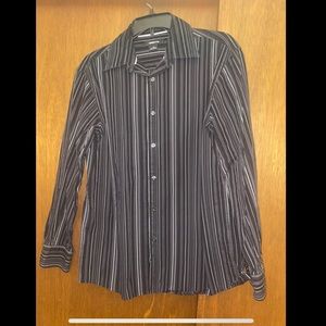 Claiborne Mens button up. Black striped shirt. Size medium.